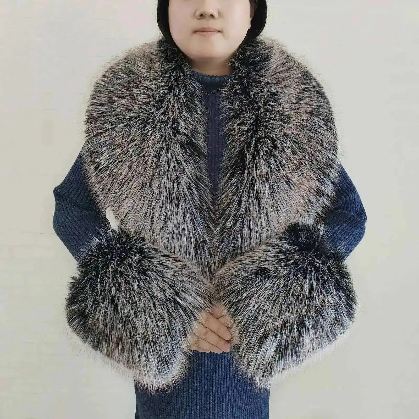 Female Faux Fur Shawl Winter Warm Fashion Luxury Men Coat Fur Collar And Cuff Set Natural Neck Warmer Wrap Scarves For Ladies