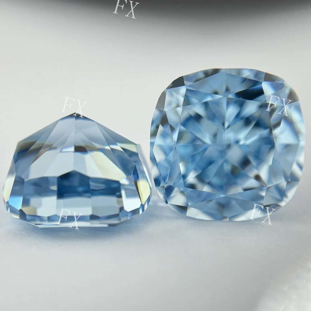 9A high grade Crushed Ice Cutting Blue color Cubic Zircona Stone Cushion shape Cut  CZ for DIY Jewelry Rings Making