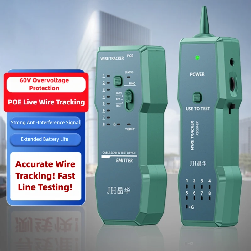 POE Live Wire Tracer Kit P725, Network Cable Tester & Telephone Line Finder with Transmitter Receiver, Wire Tracking Tool for Et