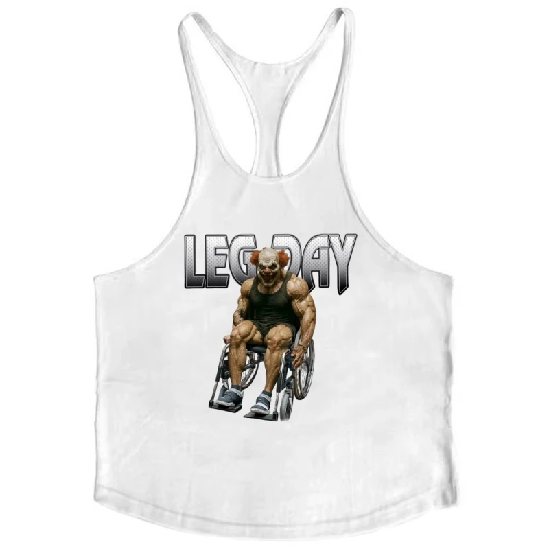 Men's Leg Day Humorous Graphic Weightlifting Vest - New Fitness Gym Sleeveless Vest, Quick-Drying Breathable & Comfortable