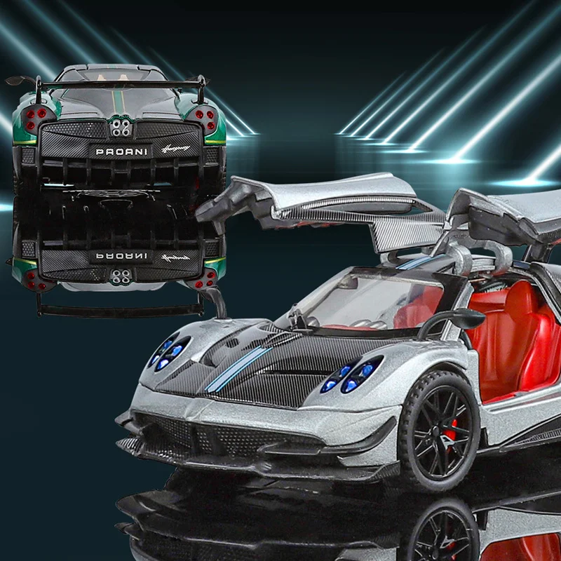 1:32 Pagani Huayra BC Legering Sport Model Diecast Metal Racewagen Voertuigen Model Simulatie Geluid Licht Collectie Kinderen Speelgoed Gift