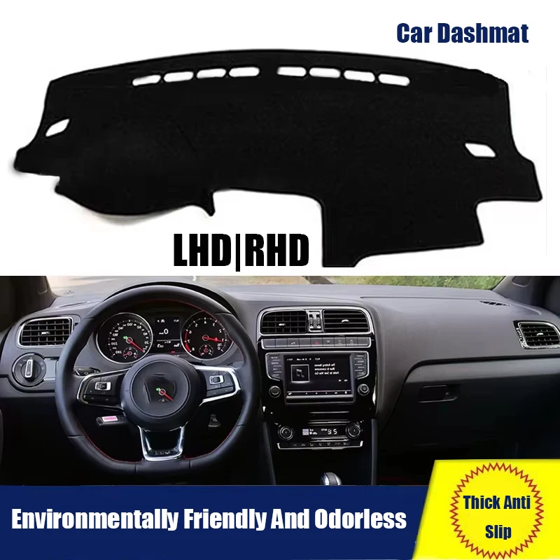 Car Dashboard Cover Dash Mat Non-slip Sun Shade DashMat LHD RHD For VW Polo Sedan Vento MK5 6R 2009~17 Car-styling Suede Leather