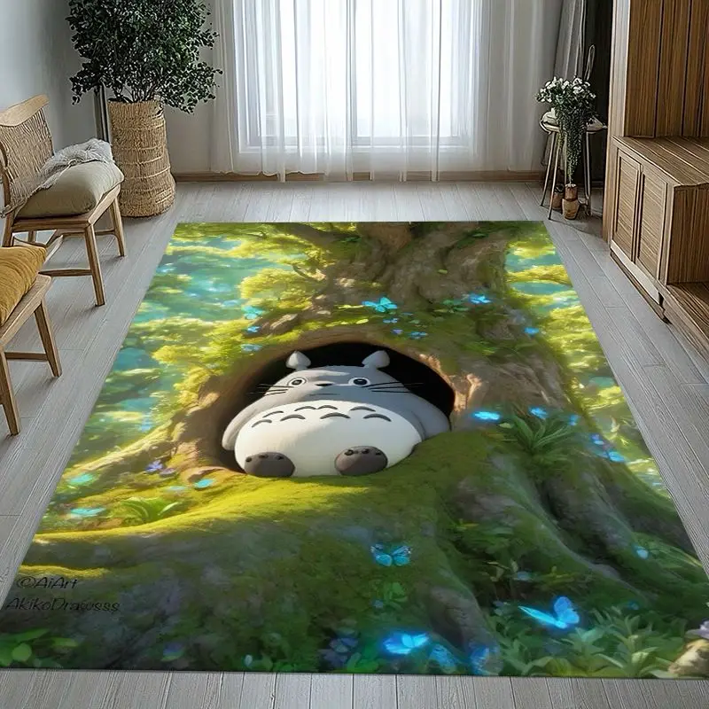 Cute T-Totoro Cat Bus Cartoon Soft Non-Slip Large Area Rug for Living Room,Bedroom Playroom Carpet Mat for Sofa,Home Decor Gift