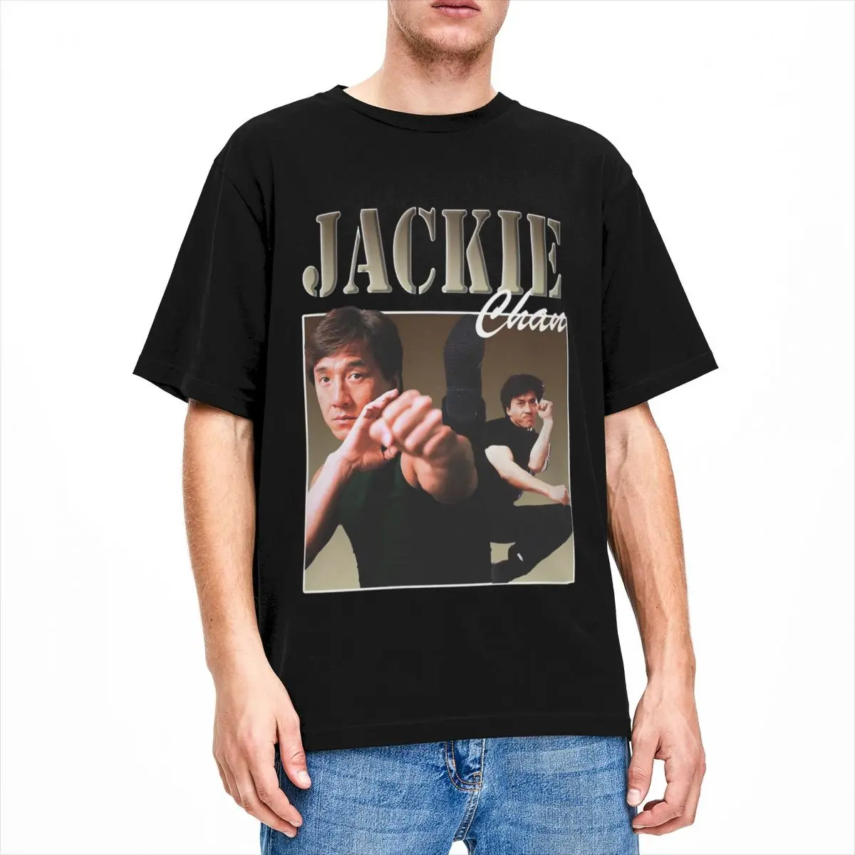 Men's Jackie Chan Actor Director T Shirt Kung Fu Cotton Tops Funny Short Sleeve Round Neck Tee Shirt Plus Size T-Shirt