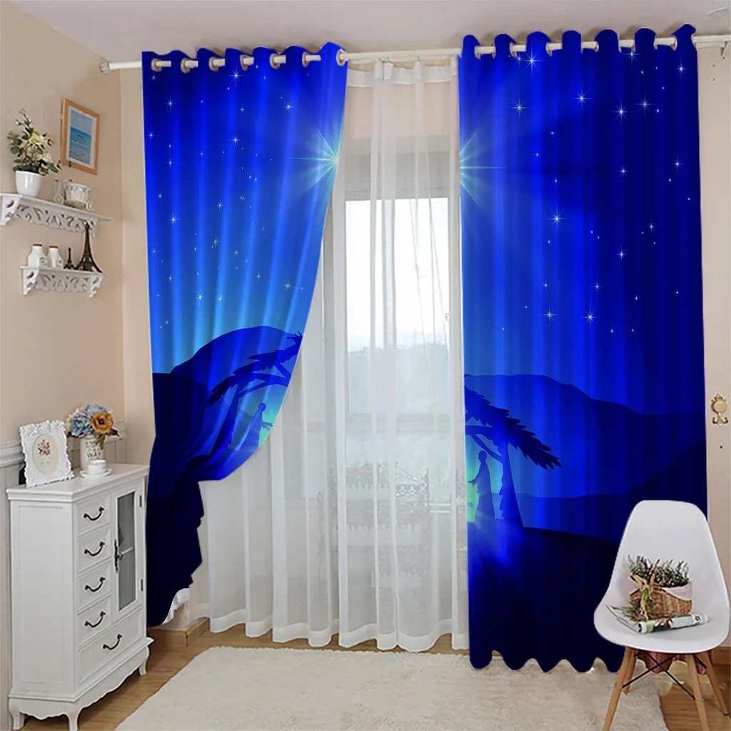 High quality Drapes Cortinas custom 3d curtain fabric blue solid curtains 3D Curtains For Living Room office Bedroom