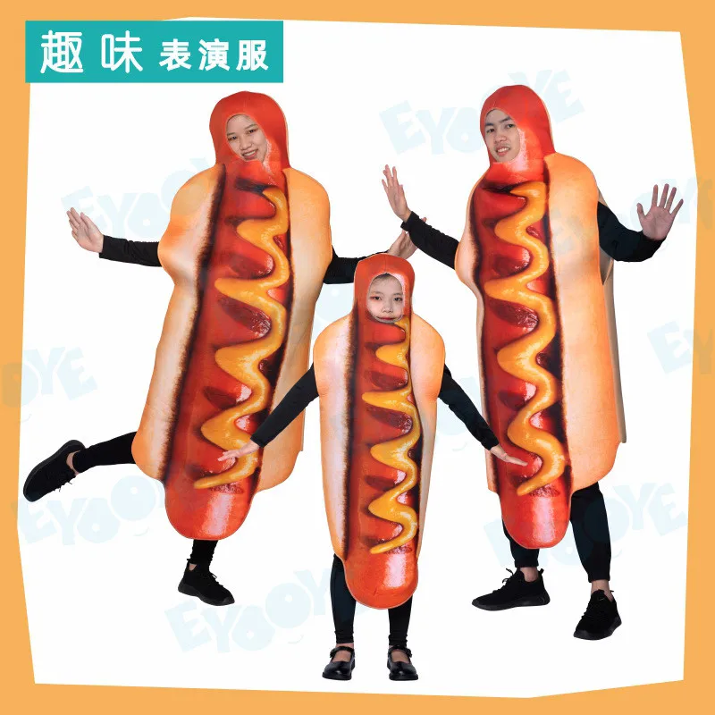 Cosplay Costume Ketchup Popcorn Sushi Pizza Hot Dog Halloween Christmas Performance Carnival Party Outfit Parent-child Clothes