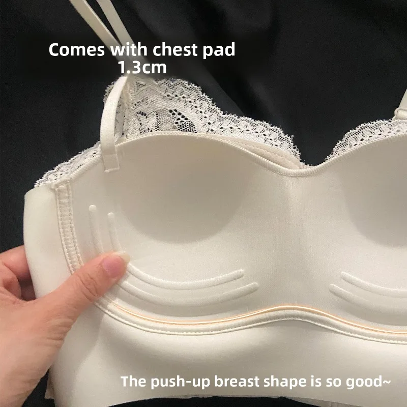 French-Style Lace Camisole for Women, Thin Version for Layering or Wearing Out, With Chest Padding, Back-Enhancing Bra Top