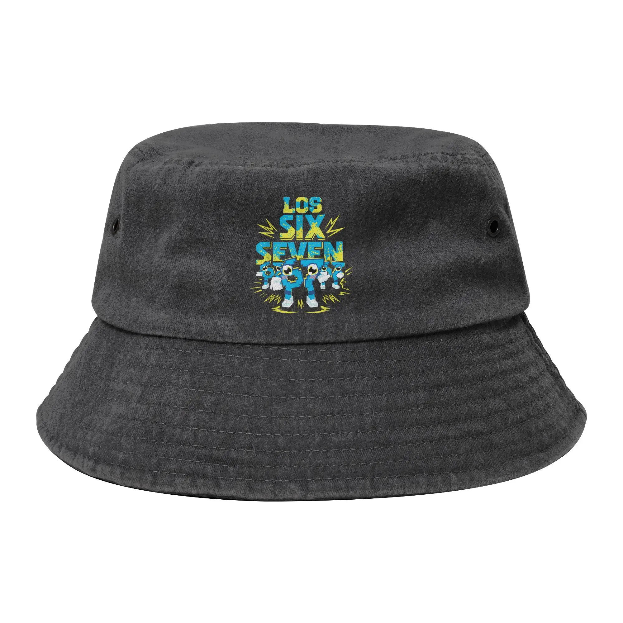 Travel 67 Six Seven 6-7 Funny Steal Brainrot Gaming Meme Bucket Hats Men Women Distressed Denim Hot Sun Hats  Bob Fishing Hat
