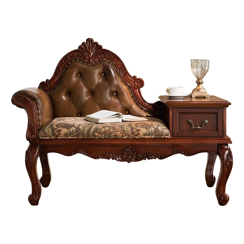 American retro solid wood telephone chair leisure  European bedroom balcony princess  lazy decorative recliner