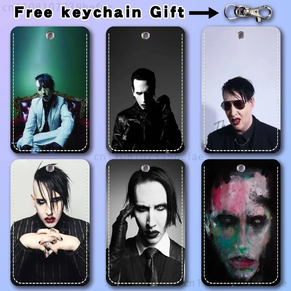 

Singer M-Marilyn Manson Holder For Bank Business Work Card Holder Student Card Case Bus Card Keychain