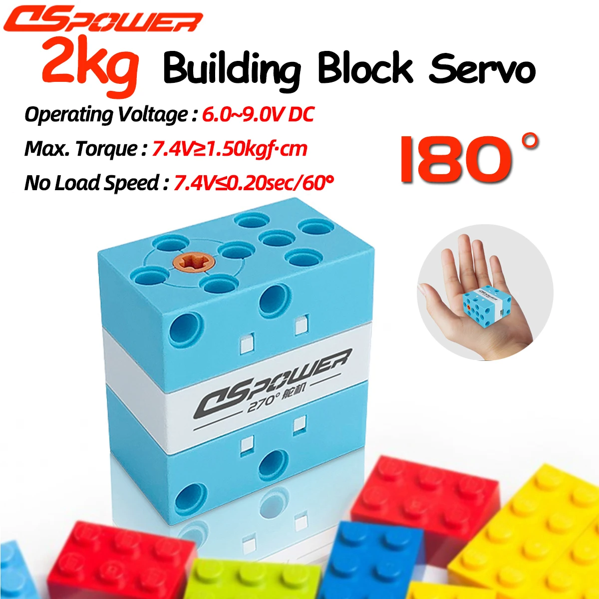 

DSpower 2KG 180 Degree Porous Bit Bidirectional Output Programmable Building Block Servo w/ Cable for Robot STEM Toys
