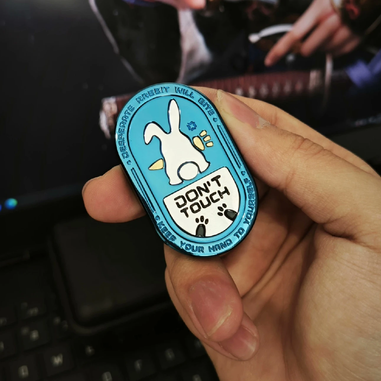 MOT สแตนเลส Grumpy Rabbit EDC Sensory Fidgeting ของเล่นป้องกันความเครียด Fidget Spinner Slider ของเล่น