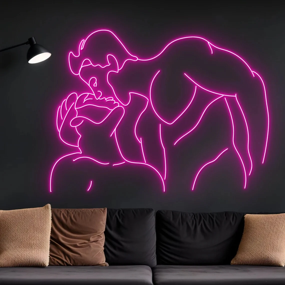 Gay Couple Neon Sign large Size Kissing Man Bedroom Decor Man Body Wall Art Sign for Shop Beer Bar Nightclub Decor Gifts