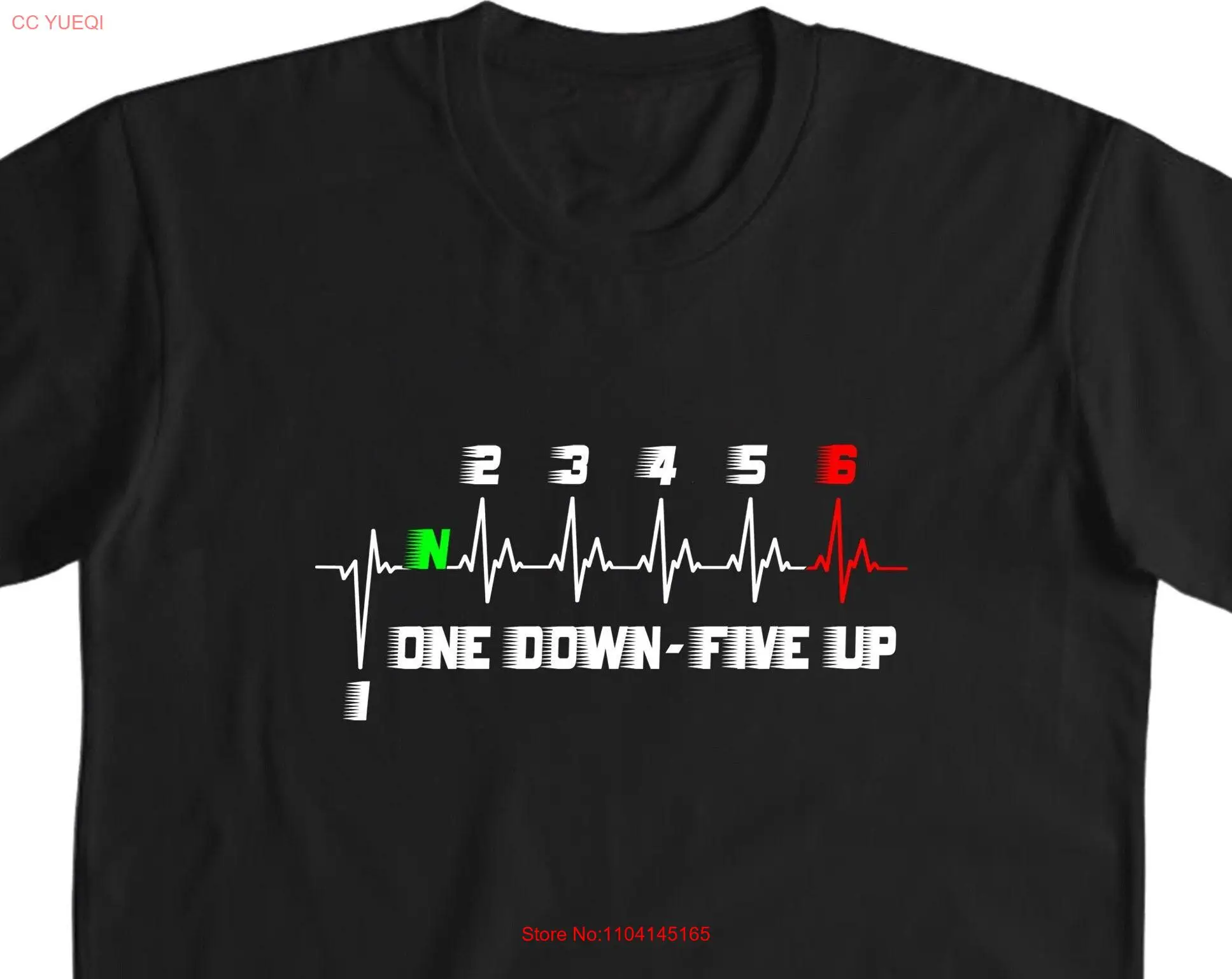 Motolifestyle Heartbeat One Down Five Up Speed 1N23456 T Shirt long or short sleeves