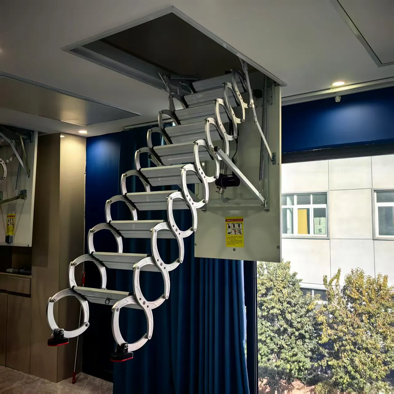 Attic stairs telescopic manual titanium magnesium gold villa duplex home indoor invisible semi-automatic