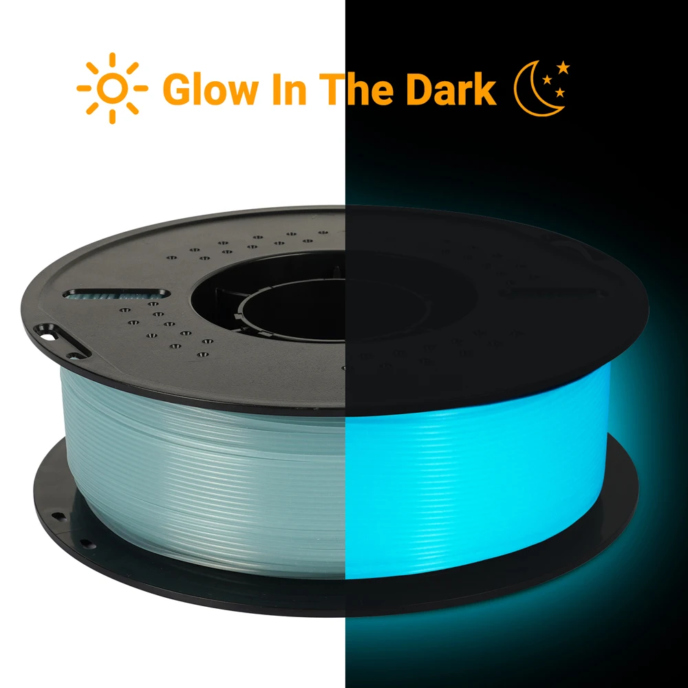 KINGROON Glow PLA Filament 1,75mm 1kg 2kg, grün-blaues, im Dunkeln leuchtendes 3D-Drucker-Filament, leuchtendes Farbwechsel-PLA-Plastik, am besten geeignet für UV-Lampen, passend für die meisten FDM-3D-Drucker, 1KG Spule (2,2Lbs), dieses Filament absorbiert Licht und gibt ein wunderschönes Licht ab. – Detail 7