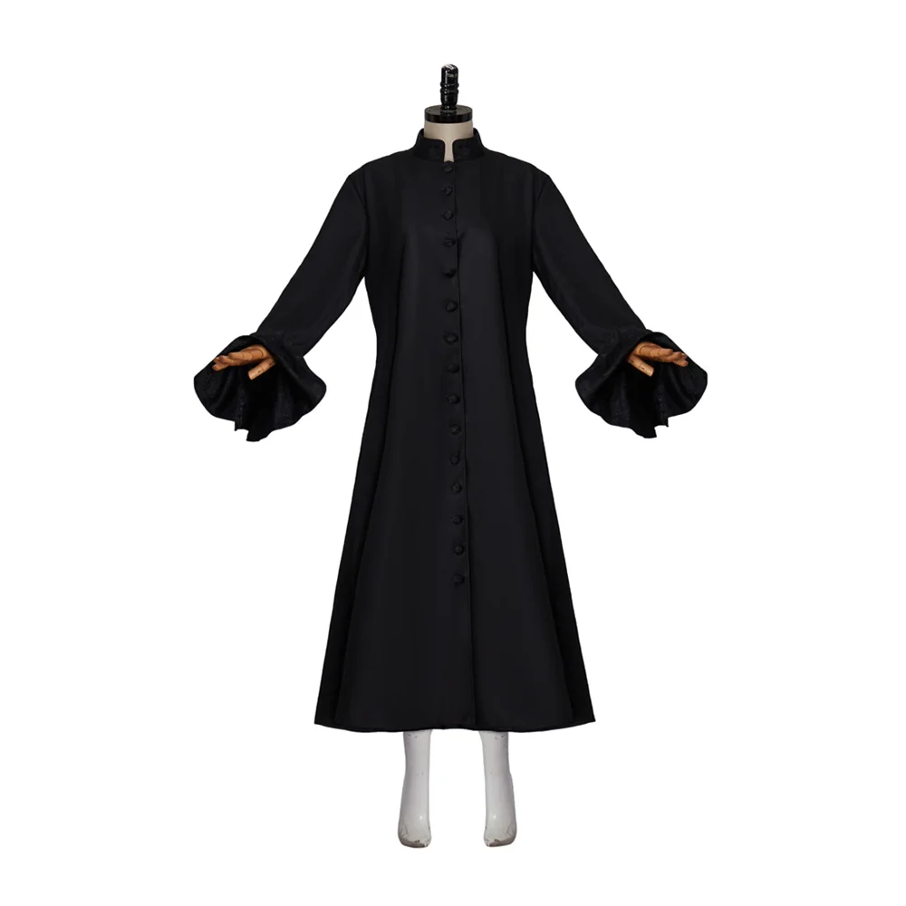 Women's Flute Sleeve Robe Musical Stage Performance Cassock Medieval Church Priest Coat Halloween Minister Cosplay Outfits