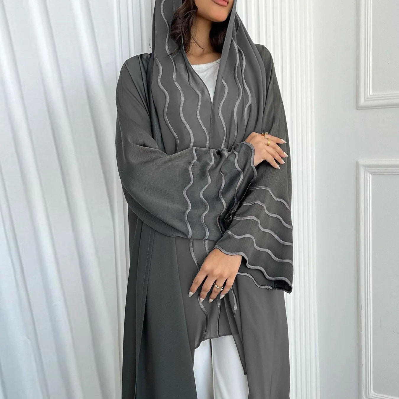 Abaya et Hijab brodés avec écharpe pour femmes musulmanes, cardigan Jalabiya, robes de soirée, caftan de Dubaï, robe longue éducative, Eid