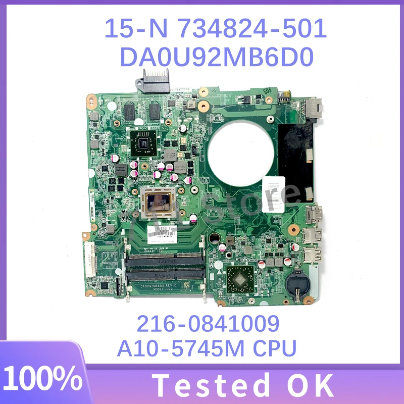 

Mainboard 734824-601 734824-501 734824-001 DA0U92MB6D0 With A10-5745M CPU For HP 15-N Laptop Motherboard 216-0841009 100% Tested