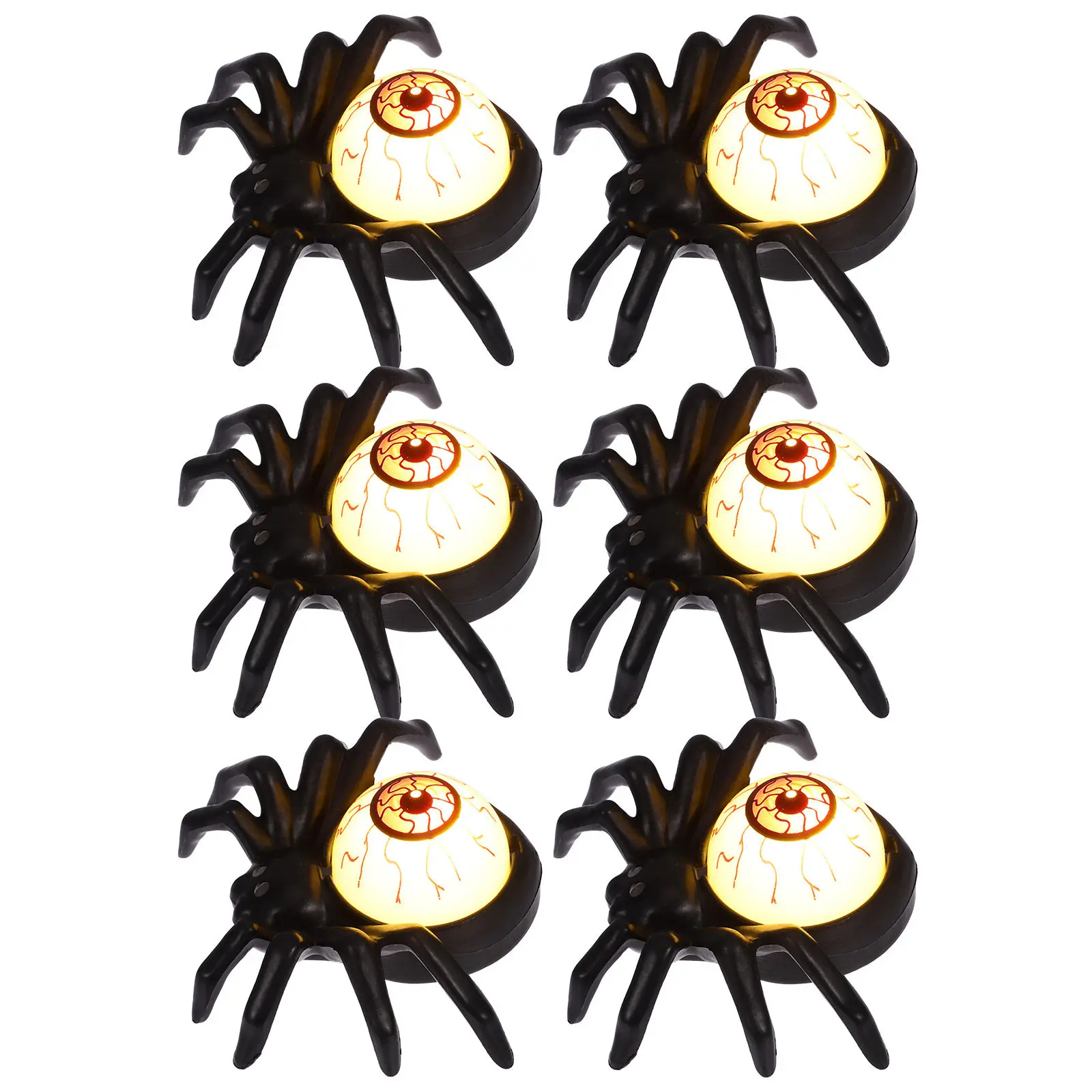 6Pcs Light Up Spider Halloween Lamp Featuring Vibrant LED Bloody Eyeball Back Design Spooky Decor for Home Table Desk Indoor