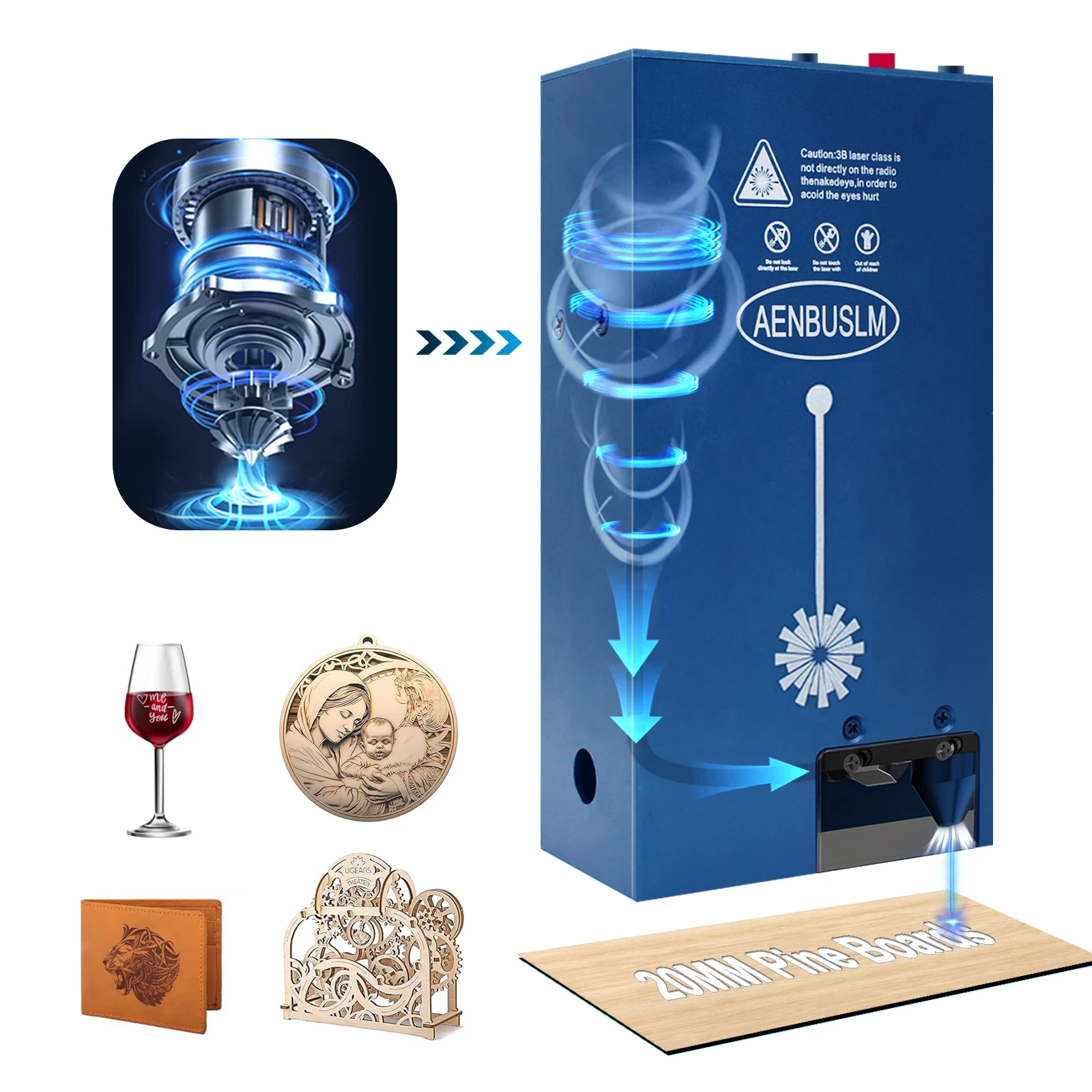 AENBUSLM Laser Module 20W Built-in Air Blowing Pump For CNC Laser Engraver Wood Cutting DIY Laser Tools 450nm Laser Head