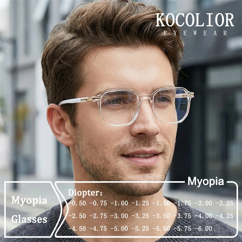 Fashion Ultra-lightweight New Oversized Frame Myopia Glasses Prescription Photochromic Anti Blue Light Men Astigmatism Eyewear