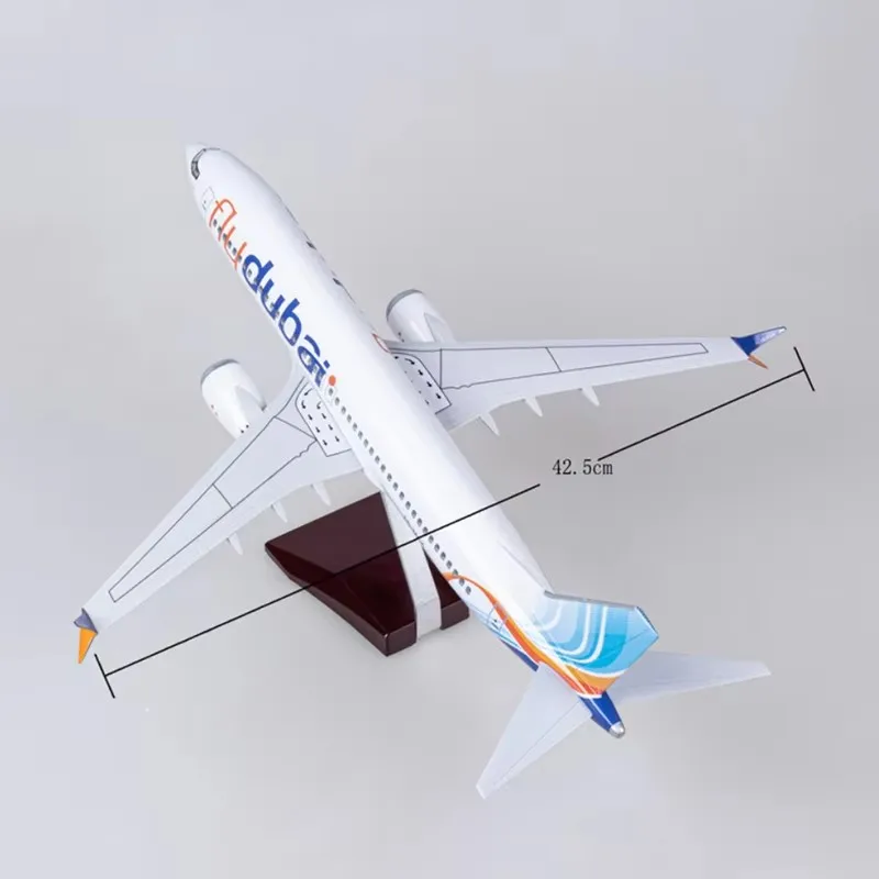 1:85 Scale 47CM Die-Cast Resin B737 Airbus Dubai Airways Middle East 737 Boeing Series Aircraft Model With Lights and Wheels