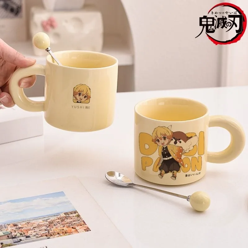 Taza de agua Demon Slayer Cartoon Anime Agatsuma Zenitsu, taza de moda y personalizada para hombres y mujeres, taza de cerámica para el hogar