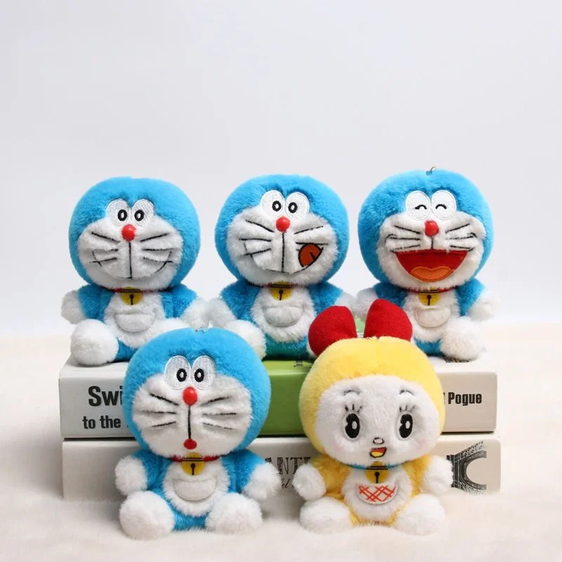 About 10Cm Doraemon Dorami Blue and Yellow Plush Stuffed Toy Keychain Car Armrest Decoration Luggage & Travel Bag Label Gift