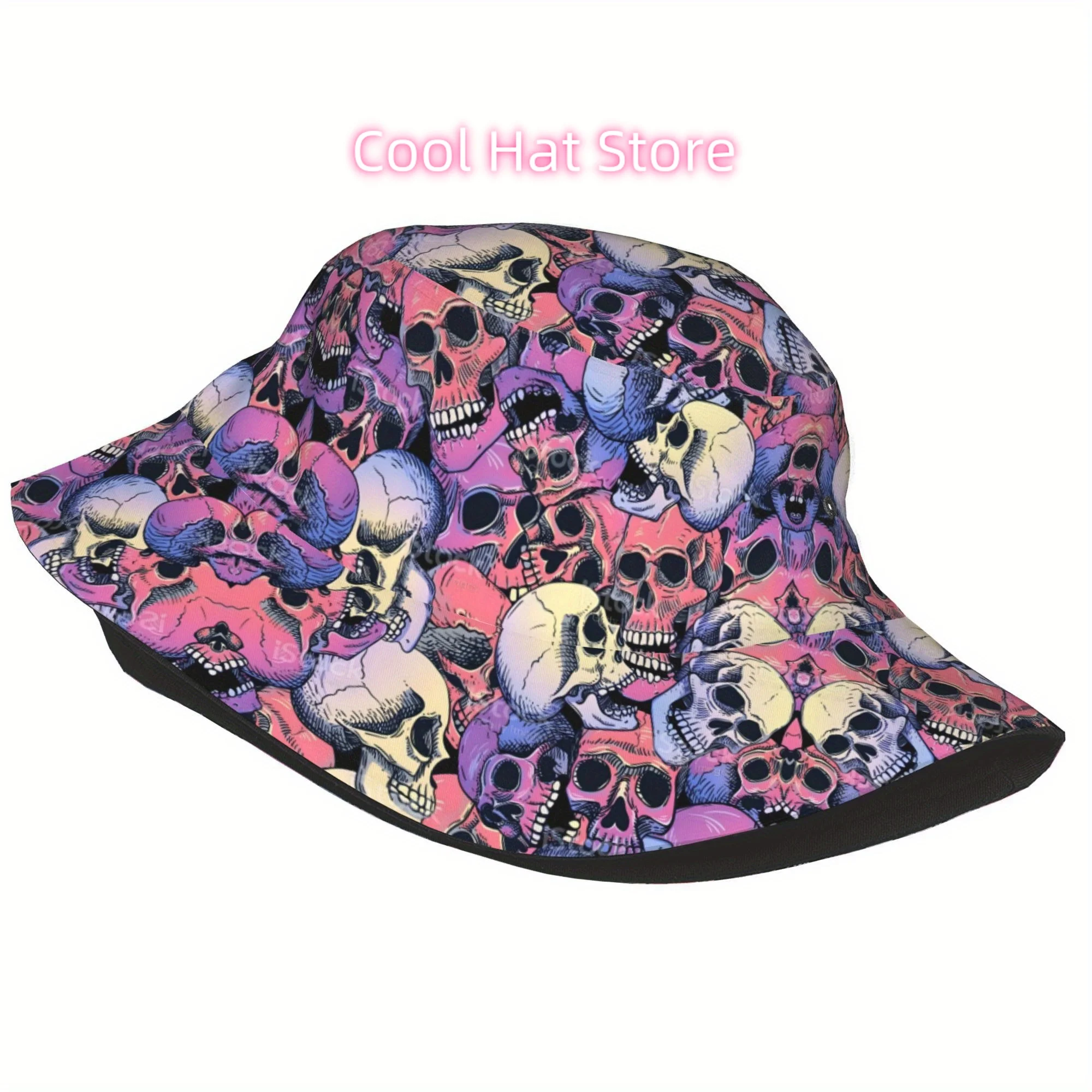 1pc of Skeleton-Printed Bucket Hats for Both Men And Women, Ideal for Outdoor Events, Beaches, And Festivals. These Lightweight