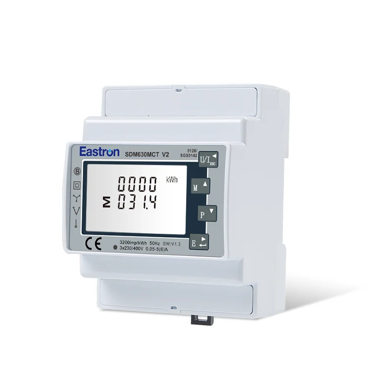 Imagem -04 - Medidor Trifásico da Energia do Trilho do Ruído de Quatro Fios Rs485 Modbus Rtu e Saída do Pulso Sdm630mct v2 Não Mid 1a 5a ct Conectado