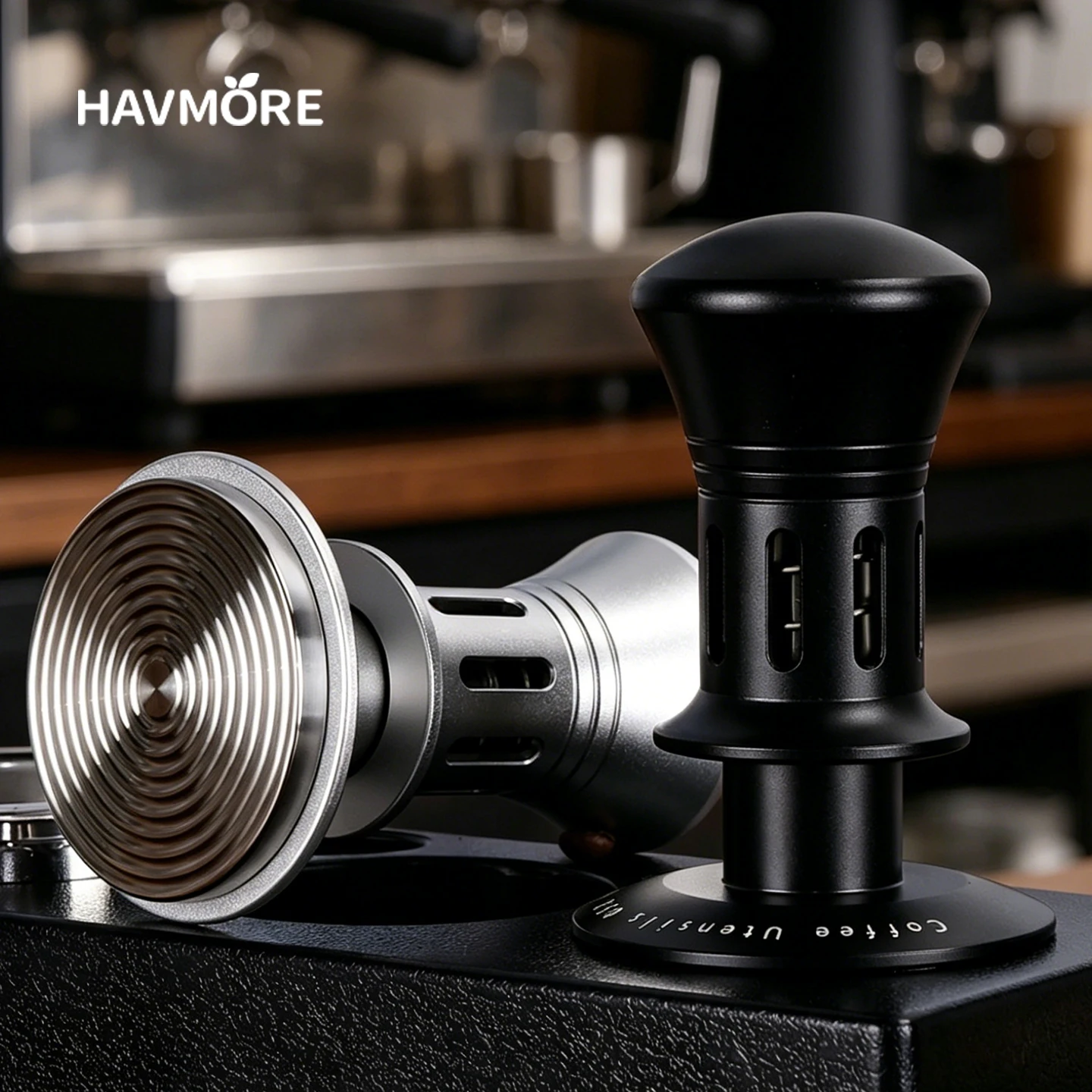 Havmore Espresso Auto Reset Tamper Ripple Base Coffee Powder Press Hammer Coffee Tamper