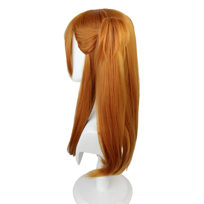 Asuka Cosplay Anime Two-dimensional Ponytail Full Head Cover Fake Hair Accessories Cos Set