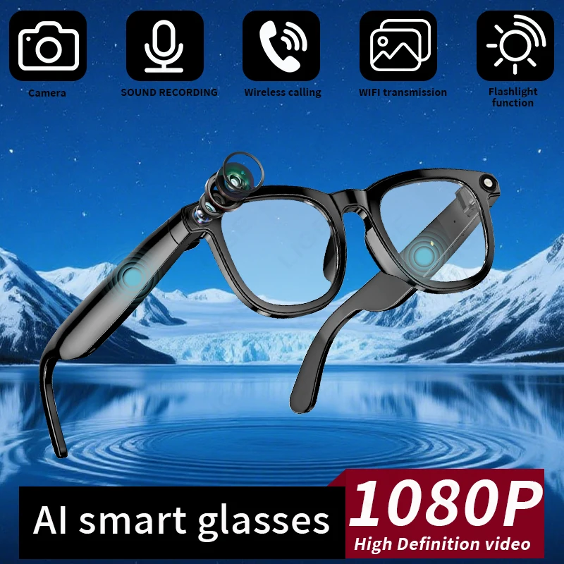 

LIGE Fashion 800W Pixels Camera Smart Glasses 270mAh Battery 1080P Video Shooting Bluetooth Call AI Translation Smart Sunglasses
