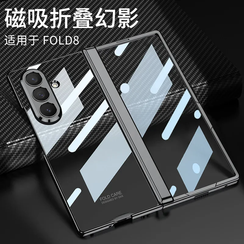 For Samsung Galaxy Z Fold 8 Ultra Clear Transparent Case, Foldable Screen, Magnetic Hinge, Full-Coverage Coated Transparent Case