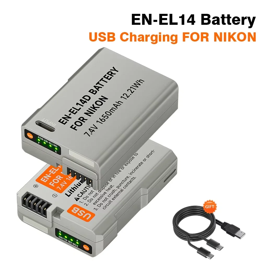 PALO EN EL14 EL14a EN-EL14 EN-EL14a USB Kamera Batterie 1650 mAh Für Nikon P7000 P7800 D3100 D3400 D3500 D5100 D5300 D5600 P7700