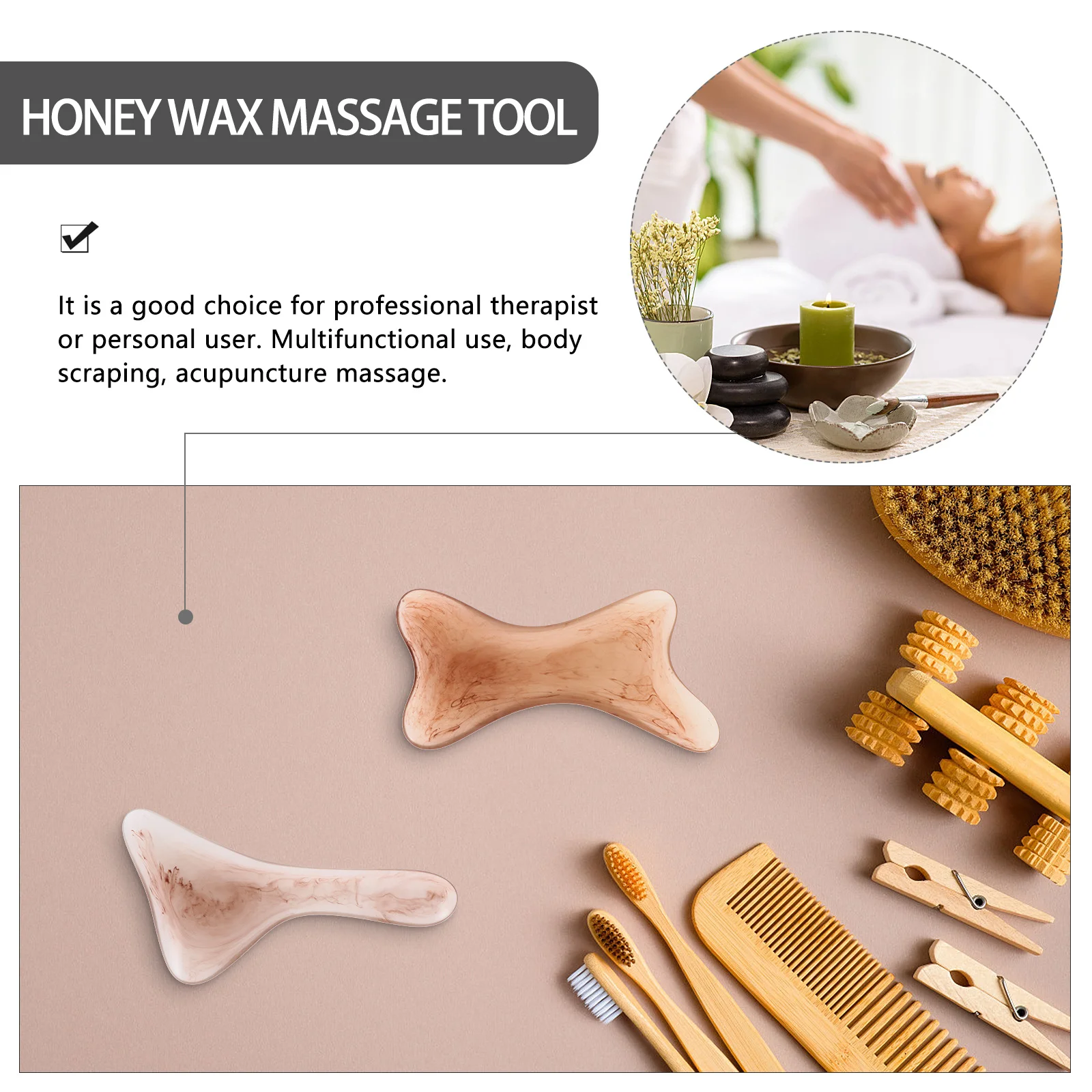 

2Pcs Massage Tool Premium Material Body Scraping Plate Gua Sha Board Acupuncture Relief Muscle Pains Neck Shoulder Leg