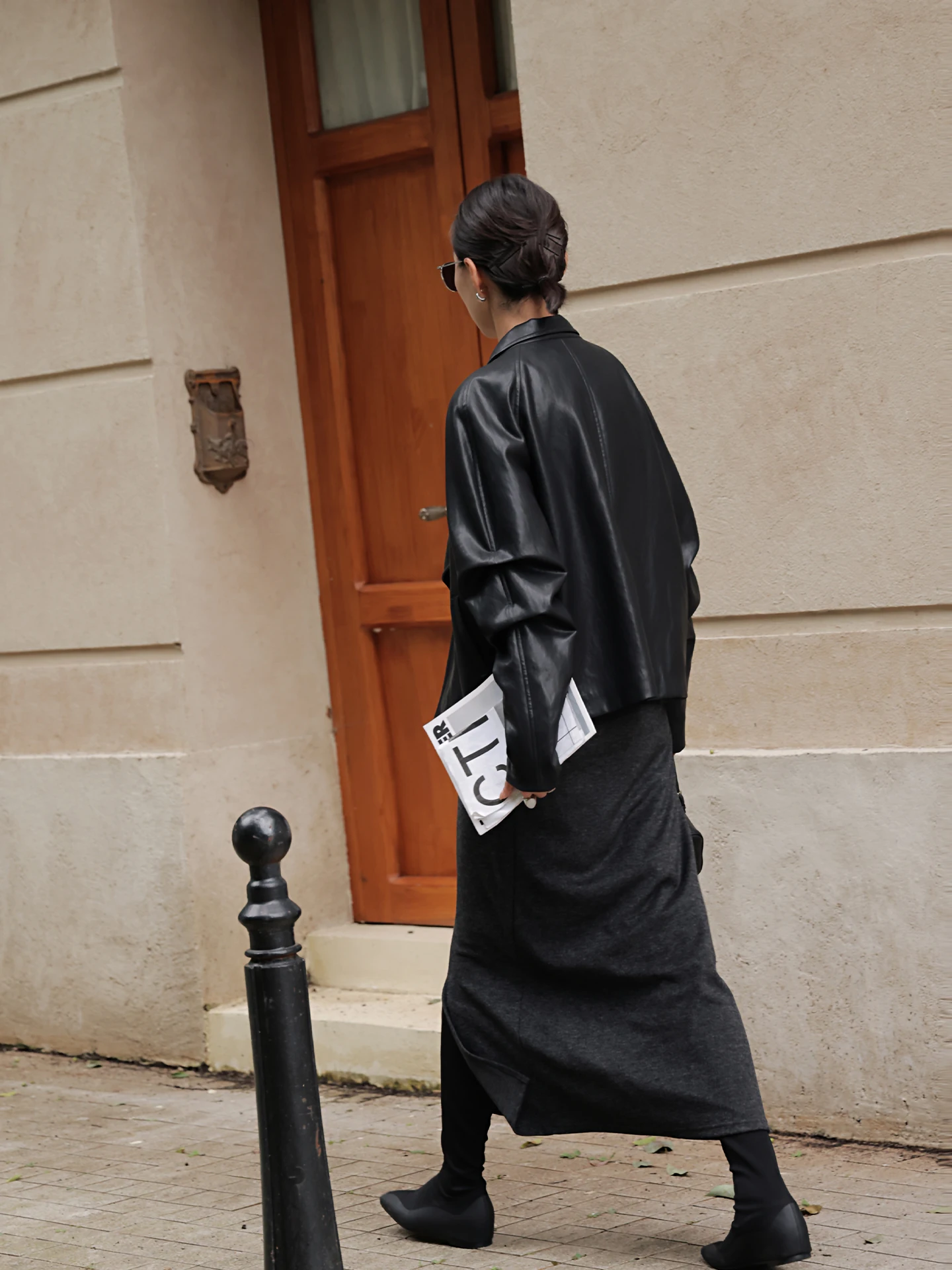 Losse PU-leren jas voor dames met schouderinzet en omgeslagen kraag, geschikt voor woon-werkverkeer, herfst, nieuw binnenkomst, buitenkleding