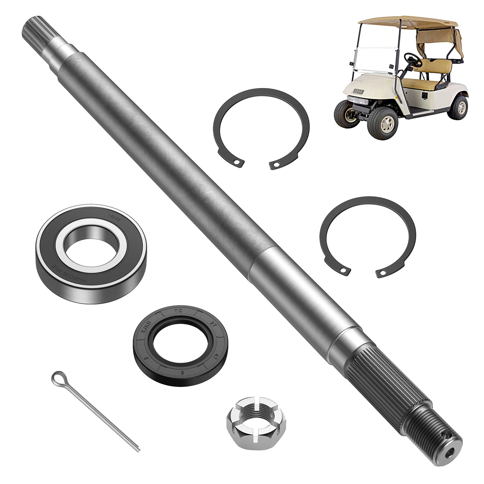 

Passenger Side Rear Axle Shaft Kit 30 Teeth for 1994.3-2009 EZGO Gas TXT, Medalist, ST, MPT Gas Golf Cart OEM #72057-G01