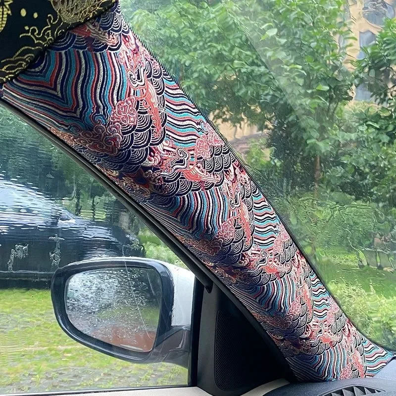 JDM Style Self-adhesive Fabric for Car Interior Modification & Renovation Embroidery Trendy Car Sticker ABC Pillar Stickers