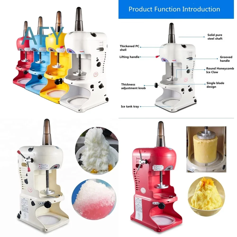 Electric Ice Shaver for Snow Cone Machine Splash Proof Three Blade Shaving Device for Home Commercial Use Ice Crusher for
