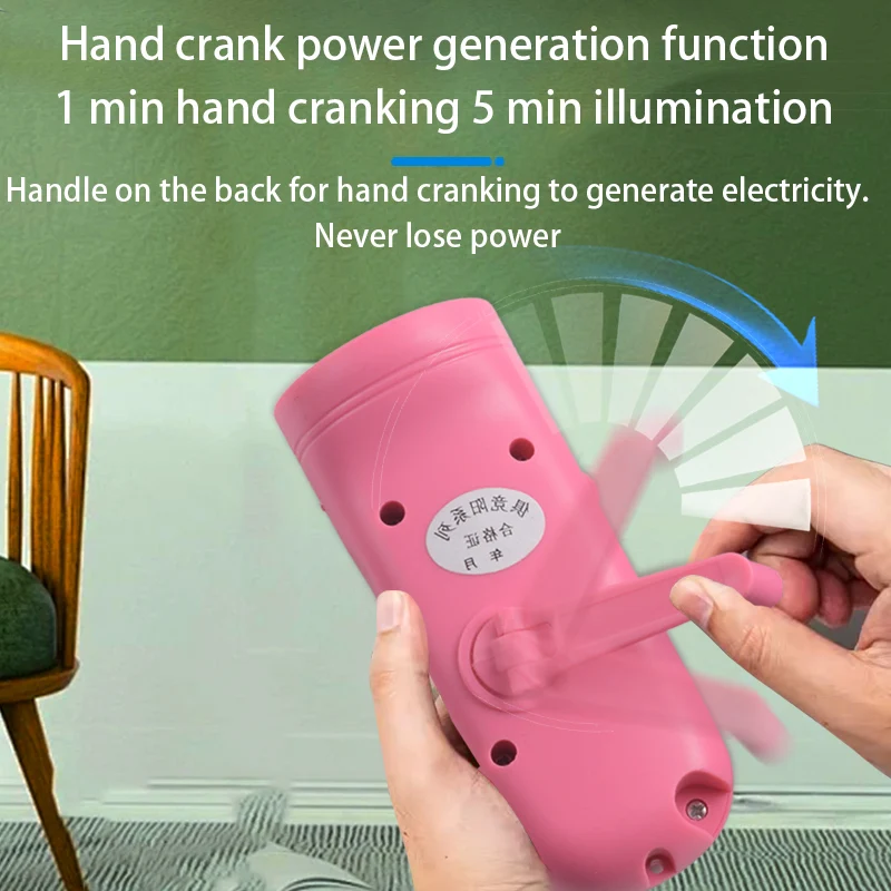 Multi Functional Hand Torch Charging Household Mini LED Solar Power Hand Crank Flashlight