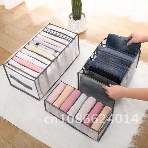 

Organizer Wardrobe Closet Storage Box Jeans Drawer Dividers for T-shirt Pants Foldable Underwear Organizer