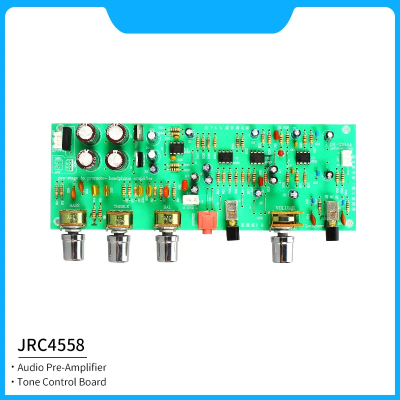 PREAMPLIFICADOR DE Audio JRC4558, placa de Control de tono de volumen, agudos de graves OP-AMP, preamplificador de 2,0 canales Hifi con volumen