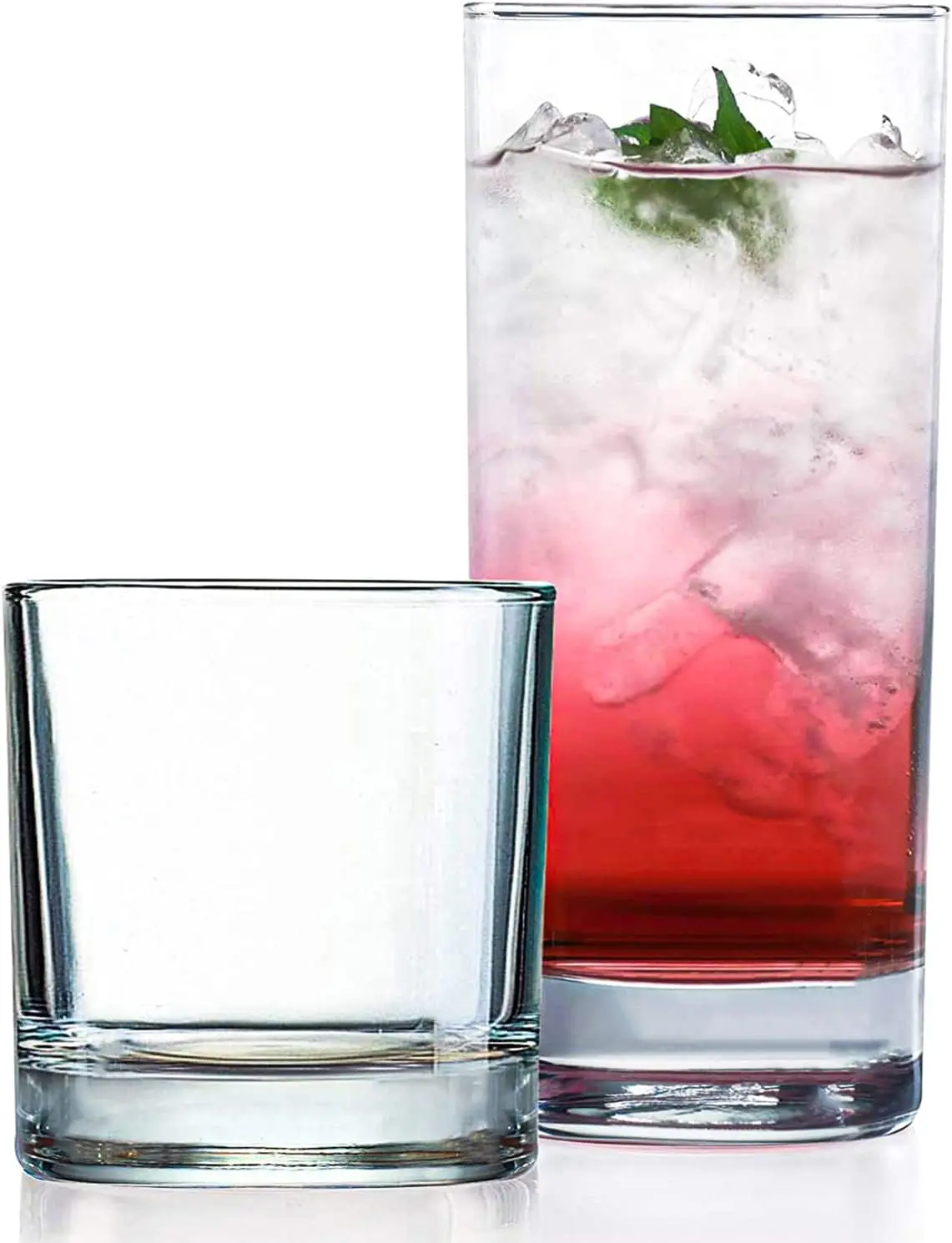 Juego de 8 copas para beber Hurricane para cócteles, café, cerveza, té, vino, whisky y agua - 4 altos y 4 cortos