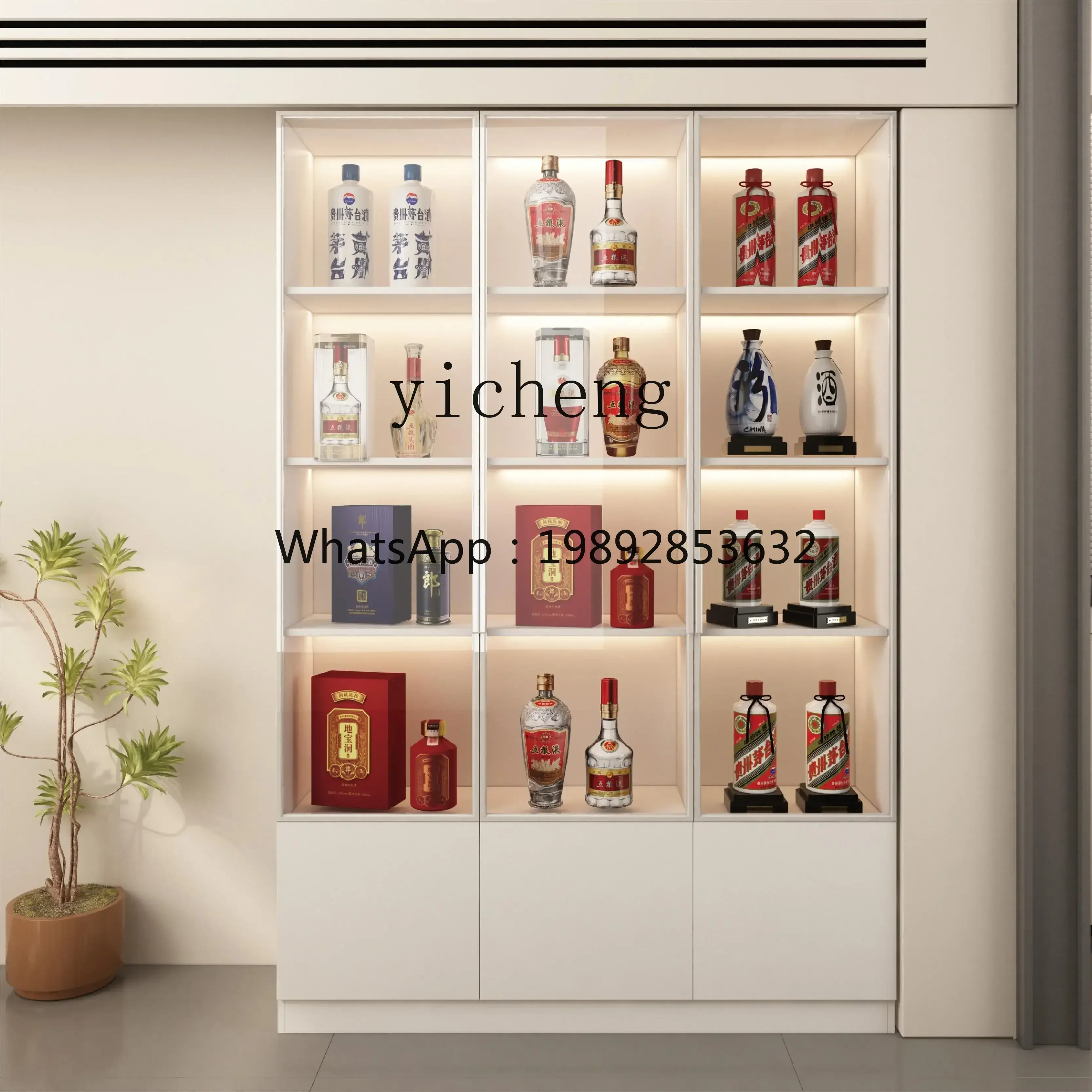 H3-20  solid wood display cabinet living room against the wall light luxury high-end small household glass wine cabinet