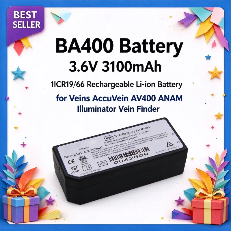 BA400 3.6V 3100mAh 1ICR19/66 Rechargeable Replacement Li-ion Battery for Veins AccuVein AV400 ANAM Illuminator Vein Finder