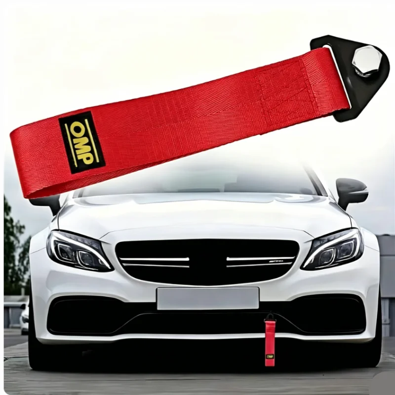 1pc Universal High Strength Car Colored Tag Towing Strap Towing Rope Ribbon Car Decoration Towing Rope Bumper Towing Strap