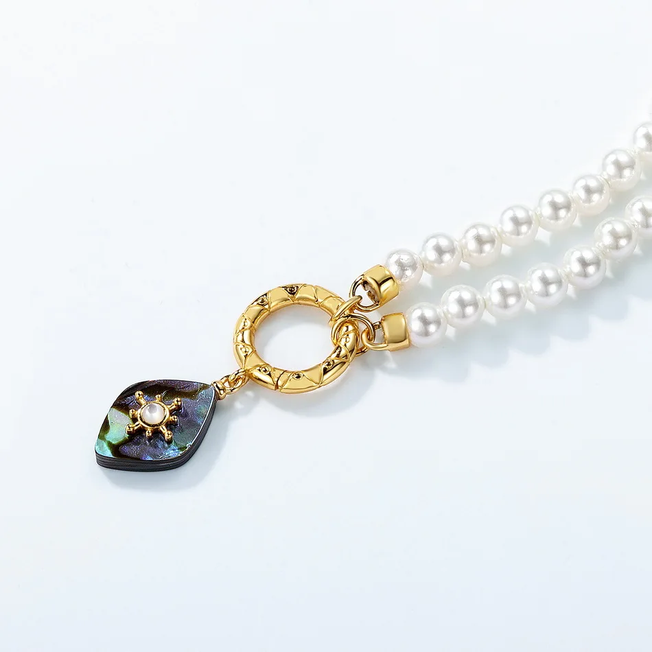 ALLNOEL 925 Sterling Sliver Necklace for Women 8*12mm Abalone Shells 4mm Pearls Unique Exquisite Elegant Wedding Gifts Jewelry
