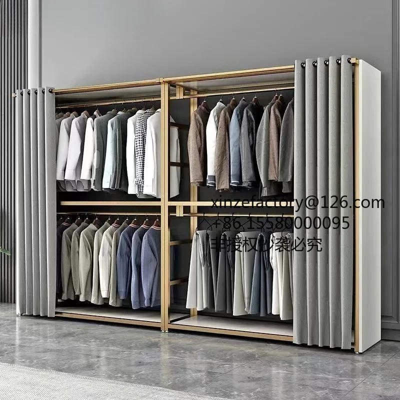 Factory Direct 2026 Top Rated Coat Rack Steel Structure Wardrobe Home Bedroom Thickened Double Layer Bold